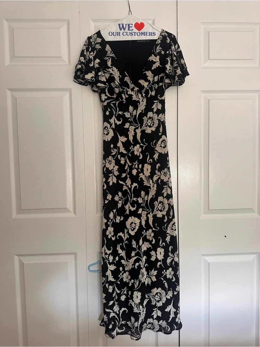 Abercrombie & Fitch Black Maxi Dress with Cream Floral Print